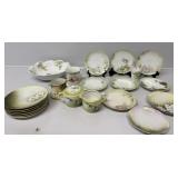 R.S Germany Green Floral Plates, Lidded Bowl