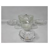 Cut Glass Bowl, Divided Glass Dish, Glass