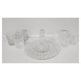 Cut Glass Decanter, Cut Glass Rocks Glasses(6),