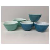 Turquoise and Blue Pyrex Bowls