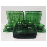 EAPG Green Beaded Grape Plates(8), Anchor H