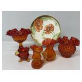 Fenton Amberina Footed Compote, Small Vase