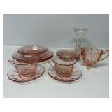 Pink Cambridge "Decagon" Glassware