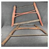 Antique Cross Buck bow saws (2)