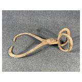 Small cast iron ice block tongs