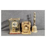 Glass & Brass Square Case Anniversary Clock, Bell