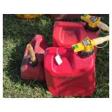 2-2.5 Gallon Plastic Gas Cans, 1 Small Gas Can