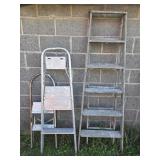 Wooden Ladder, 2 Metal Step Ladders