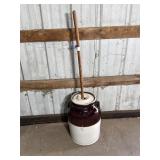Two Tone Glazed Stoneware Butter Churn Crock