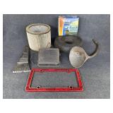 Metal oil funnel, air filter, in dash am/ fm car