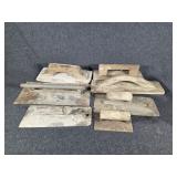 Wooden and steel trowels