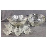 Clear Glass Punch Bowls(2), 8 Glass Cups
