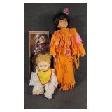 Native American Porcelain Dolls(2), 1950'S Baby Do