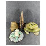 Large ceramic frog, Solar Butterfly but no solar