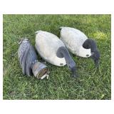 Goose Decoys (2), Owl Decoy