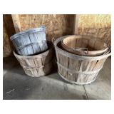 wooden slat bushel baskets, basket full of