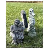 Cement Pelican & Seahorse, Resin Frog& G. Parents