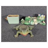 Frog sprinkler, ceramic frog and planter