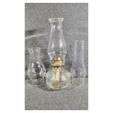 Clear Glass Oil Lamp W/Chimney's(3)
