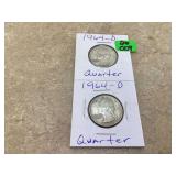 2 1964-D QUARTERS