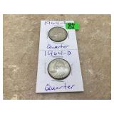 2 1964-D QUARTERS