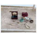 Two jewelry cases with costume jewelry