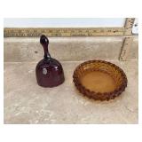 FENTON BELL AND GLASS ASHTRAY - GLASS