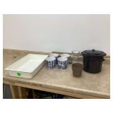 Various containers in tub