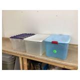 3 plastic totes with lids