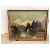 Old framed mountain picture