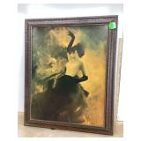 LARGE MID CENTURY WOMAN PICTURE