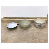 3 ANTIQUE POTTERY BOWLS