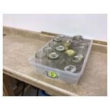 Miscellaneous clear mason jars without lid in tote