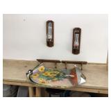 Two wall shelves and two sconces (one broken globe)