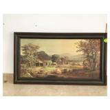 LARGE FRAMED FARM SCENE PICTURE