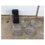 Assorted crystal pieces Waterford vase in box