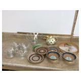 Glass salad bowl set butterfly tray Hall teapot (small chip)