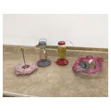 Colorful hanging feeders
