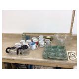 Miscellaneous mugs and punch bowl set incomplete
