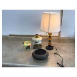 Mid Century Modern Antique Kerosene Lamp Base with Brass Bowl Table Lamp and