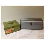 Old metal toolbox file box Old metal toolbox file box
