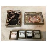 Two Honora pearl necklaces and one Honora earring set Two Honora pearl necklaces and one Honora earring set