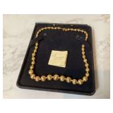 Silver necklace with gold tone beads brushed finish Silver necklace with gold tone beads brushed finish