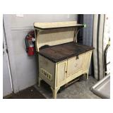 Antique Enamel and Cast Iron Wood Cookstove - Vintage stove with