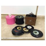 Collection of 45 RPM records with ABBA Olivia Newton John Michael