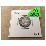 1912 BARBER DIME - COINS CURRENCY
