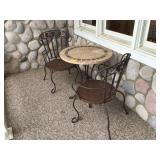Outdoor furniture set metal table mosaic top 2 chairs