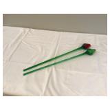 2 GLASS LONG STEMMED ROSES - GLASS