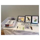 Watercolors brushes supplies in tote