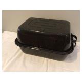 Big enamel roasting pan with lid